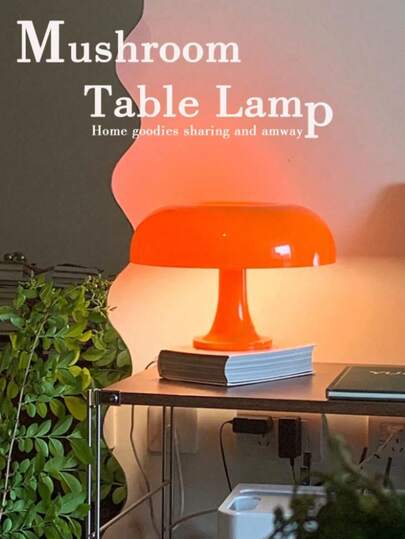 1pc LED Mushroom Decorative Table Lamp, USB Powered Reading Light/Eye Protection Lamp, 3-Color Dimmable Orange/White Mushroom Modern Romantic Artistic Table Lamp, Suitable For Home Decor Mood Light, Applicable To Bedroom, Living Room, Tea Room, Party Decoration