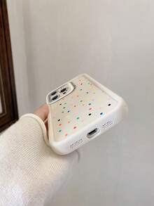 1 pieza Funda de teléfono de alta gama con protección de lente con microperforaciones, decoración de corazones múltiples, resistente a caídas, compatible con Apple/Redmi/Infinix/Vivo, a prueba de agua, a prueba de golpes y resistente a los arañazos, versión internacional, no la versión nacional - Beis - Ver 3