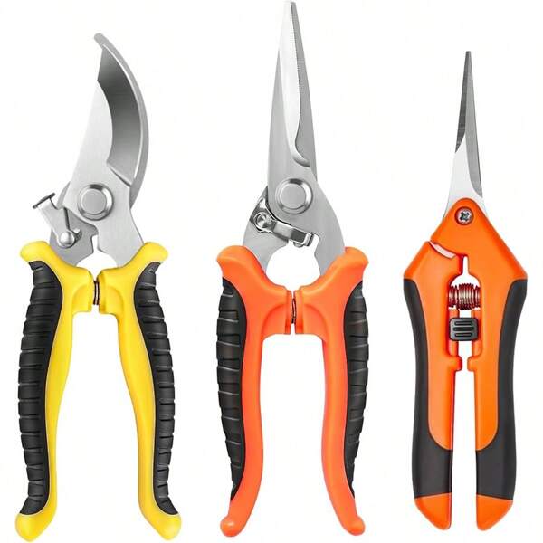 Gardening Pruning Shears - Curved, Sharp, Stainless Steel Blades, Garden Trimmers For Flowers, Plants, Shrubs, Fruit Trees, Bonsai, Greenhouse, Floristry