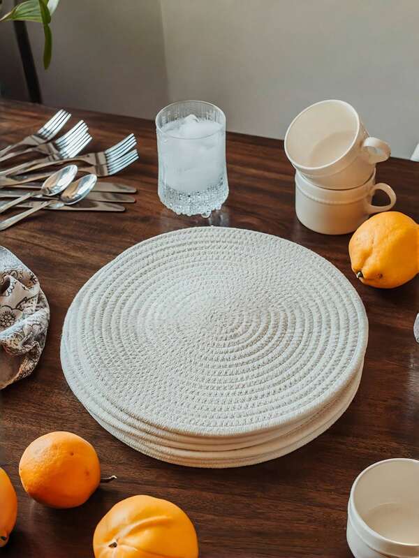 Woven Rope Place Mats, Coffee Table Decor Coasters, Farmhouse Drink Table Coasters - Simple Woven Placemats, Non-Slip And Heat-Resistant, Perfect For Your Dining Table Decor