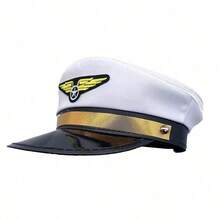 6 件套节日主题空乘人员帽子、领带、胸针、肩章、眼镜、机组人员服装配饰、飞行员服装角色扮演适合万圣节派对 - 彩色 - 查看 7