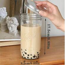 1pc Large Capacity Glass Boba Tea Cup With Lid And Stainless Steel Wide Straw,Suitable For Students To Drink Cold Beverages, Juices, Refreshing And Portable, Perfect Summer Drink Cup!