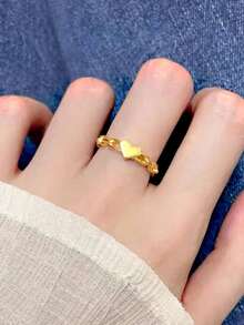 1 件不锈钢几何水钻镶嵌戒指，镂空泪珠设计可调节指节/中指戒指，适合女士