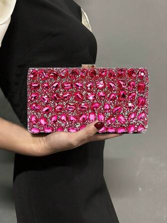 Luksusowa torebka bankietowa z kryształkami, damska torba cheongsam, elegancka, wykwintna torebka z wysadzanymi diamentami, torebka typu kopertówka, torebki typu crossbody dla kobiet, idealna na imprezę, wesele, bal, kolację/bankiet