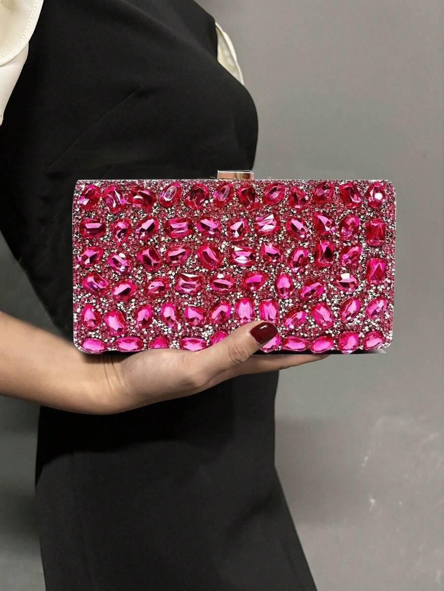 Luxury Rhinestone Bling Banquet Handbag Women's Cheongsam Bag Elegant Exquisite Diamond-Encrusted Purse Clutch Bag, Crossbody Bags For Women, Perfect For Party, Wedding, Prom, Dinner/Banquet