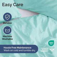 Cover Queen Size Set - Extra Soft Queen Size Duvet Cover 90 X 90 With 2 Pillow Shams - Hotel Luxury Easy Care And Fade Free W/ Zipper Closures & Ties - Breathable Bedding Set (Light Sage Green) - 22 - 水療藍(無被子) - 查看 6