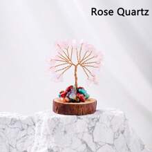 1PC Mini Natural Gemstone Chakra Lucky Tree With Wood Base | Home Office Desk Living Room Crystal Decor