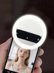 1pc USB Rechargeable Selfie Ring Light, Aro De Luz, 3 Brightness Modes, Travel Accessory, Comes With USB Charging Cable, Suitable For Selfie Ring Light Auxiliary Lighting, Low-Light Selfie Enhancement For Smartphone Photography, Portable Fill Light, Live Streaming
