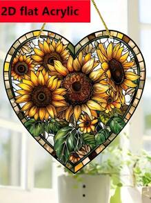 1pc Sunflower Acrylic Sun Catcher - Colorful Glass Window Hanging Decor, Suitable For Christmas, Mother's Day, Birthday, Thanksgiving, Fall, Housewarming Gifts, Indoor And Outdoor Use