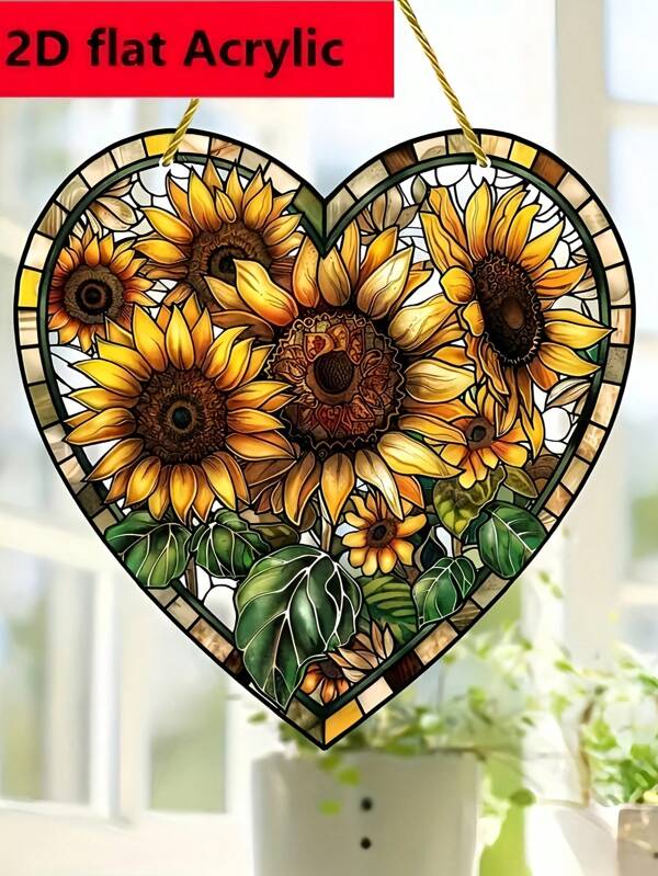 1pc Sunflower Acrylic Sun Catcher - Colorful Glass Window Hanging Decor, Suitable For Christmas, Mother's Day, Birthday, Thanksgiving, Fall, Housewarming Gifts, Indoor And Outdoor Use