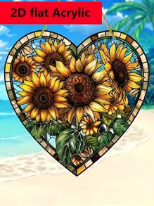 1pc Sunflower Acrylic Sun Catcher - Colorful Glass Window Hanging Decor, Suitable For Christmas, Mother's Day, Birthday, Thanksgiving, Fall, Housewarming Gifts, Indoor And Outdoor Use