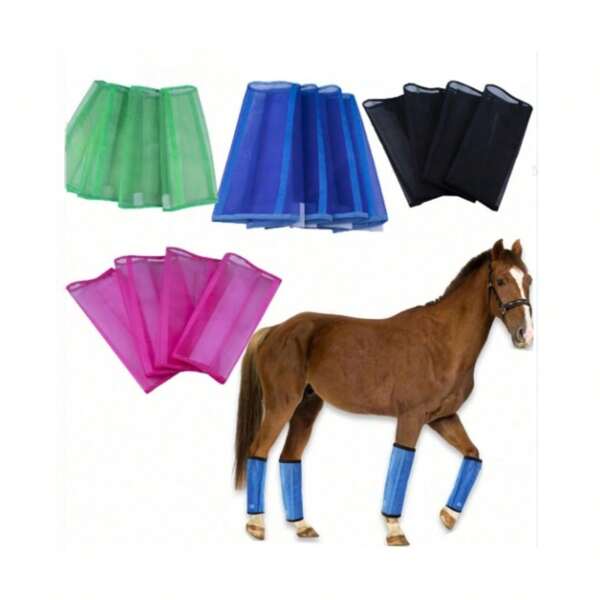 1 Set Of 4pcs Breathable Mesh Horse Boots, Leg Protection For Horses To Prevent Flies And Mosquitoes Bites, Equestrian Supplies