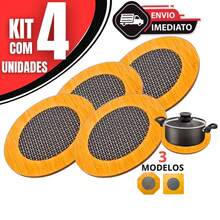 Kit 4 Descanso de Panela 14,5cm em MDF Apoio de Panela Protetor de Mesa Envio com Formato Variado - Multicolorido - Visão 1