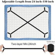 2 Packs Black Bed Sheet Straps, Adjustable Anti-Slip Corner Clips, Knitted Sofa Cover Holders, Machine Washable Fitted Sheet Fixing Clips - Secure Your Bedding With Bed Scrunchies
