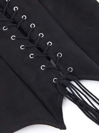 Korsetttopp, linne fram, snörning fram, breda axlar, shapewear-top för damer, kan bäras som ytterkläder, bodysuit, korsett, punkväst för bal, maskerad, cosplay-dräkt, halloween, midjetränare