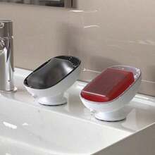 1 Piece, Light Luxury Soap Drain Storage Box, Strong Suction Cup For Stability And Durability, Convenient Double-Layer Drain Design, Detachable, Suitable For Daily Storage Of Soap - Light Grey - View 6