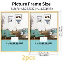 1/2/3/4件装多色铝合金相框 30x40cm/A3/A4，无框金属相框，纤薄窄边框防锈金属框，适用于海报、画布和证书，现代家居、婚礼照片展示、影棚墙面装饰、企业奖品框、办公室画廊装饰（金色/银色/玫瑰金/黑色）