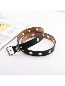 朋克风格西装制服配件带孔皮带，时尚百搭女士裤子腰带，皮带链腰包