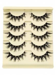 Asiteo 5 Pairs Manga Lashes,Natural Eye Tail Elongation Fluffy And Crossed Style,With Clear Band Reusable Extension Makeup False Lashes - Spiky Manga Lashes - View 5