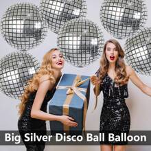 6pcs 22 Inch Colorful/Gold/Silver Disco Ball Balloons, 22 Inch 4D Round Foil Balloons For Birthday, Wedding, Graduation, Disco Dance Theme Party Decorations 70s 80s 90s