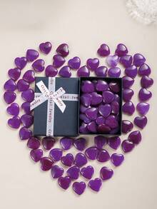 Heart-Shaped Crystal Set - Polished Mini Pocket Stones For Reiki Energy Balance & Meditation - Perfect Valentine's Day Gift For Women With Elegant Gift Box - Màu tím - Xem 4