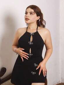 Lupita Cardoza 女式纯色蝴蝶结装饰休闲短裤 - 黑色 - 查看 2