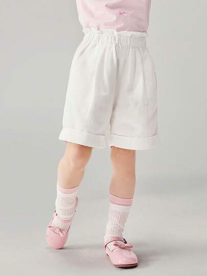 mini bala Girls' Denim Bubble Shorts, Soft Tencel – Floral Print – Stylish & Comfy Summer Wear