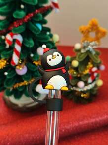 1 /2 /3 /6PCS Christmas Silicone Straw Cover, Suitable For 40oz/30oz/10mm Sippy Cup, Water Cup Decoration Accessories Reusable Straw Cover, Portable Protective Plug Decoration, For Christmas Gifts, Cup Accessories, Party Holiday Gifts To People