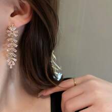 Zirconia Butterfly Waterdrop Earrings, French Style Fashion Ear Studs