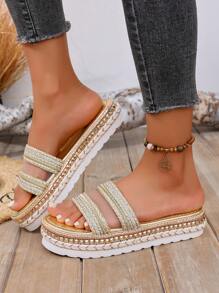 Sandalias planas decoradas con rhinestones 2025, con Top de malla transpirable para mujeres
