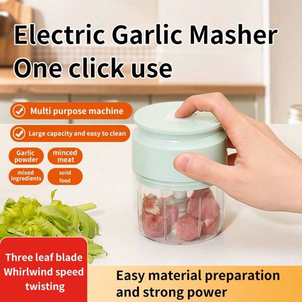 RAF Mini Rechargeable Garlic Chopper, Durable & Sturdy, Suitable For Crushing Garlic, Chili, Onion, Mincing Meat, Nuts, Mini Food Processor, Meat Grinder, Small Food Processor With 3 Stainless Steel Blades, Electric Food Chopper For Meat, Vegetables, Fruits