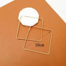 1 Cặp bông tai hình vuông hình học cỡ lớn, bông tai cổ điển thời trang phóng đại cho phụ nữ đeo hàng ngày - Vàng - Xem 4