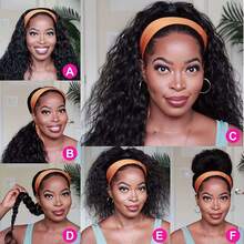 16 英寸/24 英寸头带假发 女士水波头带假发 卷发 湿发和波浪头带假发 无蕾丝假发 易于佩戴的假发 自然色 - 彩色 - 查看 9