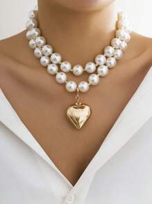Set de 2 collares con colgante de corazón multicapa de estilo bohemio con cuentas, elegantes regalos de lujo para bodas, fiestas, mujeres y parejas