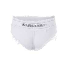 Womens Casual Summer Short Jeans, Triangle Crotch Low Waist With Buttons For Summer Party Beach