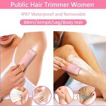 Bikini Trimmer For Women, Glow Aura Womens Shaver, Quiet Dual Head Waterproof Cordless Rechargeable Painless Trimmer For Underarms, Legs, Body(Pink) - Pink - View 3