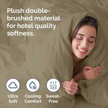 Cover Queen Size Set - Extra Soft Queen Size Duvet Cover 90 X 90 With 2 Pillow Shams - Hotel Luxury Easy Care And Fade Free W/ Zipper Closures & Ties - Breathable Bedding Set (Light Sage Green) - 16 - 卡其色(無被子) - 查看 3