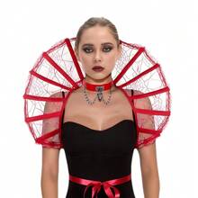 Damen Gothic Stehkragen Vampir Spitzen Cape Kragen Halloween Hexen Cosplay Zubehör Karneval Party Kostümparty Accessoires
