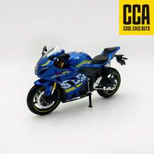 C C A 1:12 比例铃木 GSX-R1000 摩托车模型，黑色/蓝色可选，带/不带展示架，直立展示，旋转车把，后悬架功能，摩托车爱好者的理想选择，男孩和女孩的玩具，街头/越野摩托车装饰，万圣节、圣诞节、生日礼物 - 藍色 - 查看 5
