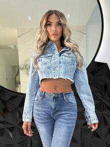 Manon Tanti 做旧水洗短款牛仔夹克 - 淺色水洗藍 - 查看 9