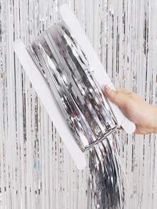 1/3/5/10PCS Silver Metallic Foil Fringe Curtain 1x2M.Shiny Tassel Tinsel Backdrop – Rain Curtain Party Decoration For Birthday, Wedding, Anniversary, Bachelorette, Photo Booth, Wall Backdrop, Event Supplies - Silver - View 6