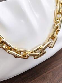 1-20pcs Punk Hip-Hop Style Square Buckle Chain Necklace, Bag Chain, DIY Necklace, Bracelet, Anklet For Men And Women - Yellow Gold - View 4