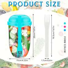 2/1 Pieza Taza portátil para ensalada con tapa y tenedor - Transparente, Recipiente mezclador de PP adecuado para ensaladas frescas, verduras y frutas - Adecuado para llevar el almuerzo y el desayuno, Mezclador de ensalada enlatada, Taza de avena con cuchara y tapa, Taza de leche y yogur bajo en grasa, Taza portátil para pérdida de peso adecuada para un estilo de vida saludable, Útiles escolares adecuados para mujeres, Útiles escolares de vuelta a la escuela, Botellas de agua, Exterior, Camping