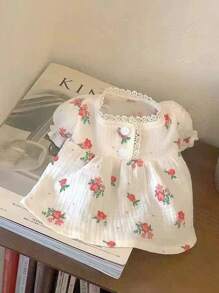 1 Pet Flowery Pattern Dress , Suitable For Small And Medium-Sized Cat And Dog Pet Dresses, Suitable For Summer Holiday Gift Dog Clothes Dog Supplies Cat Things Spring And Summer Dress Pet Clothes