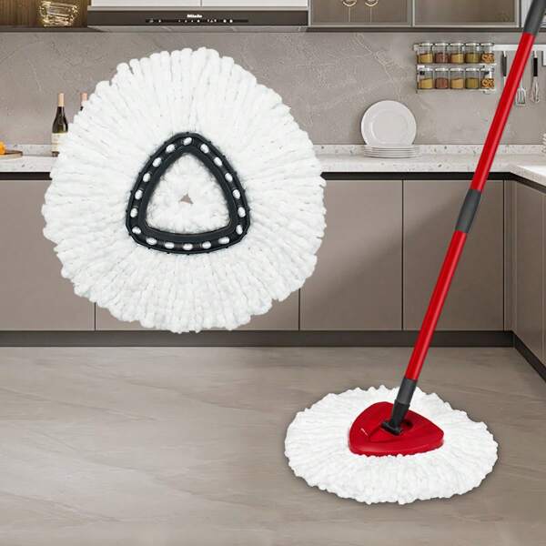 2/4pcs Replacement Mop Heads, Compatible With O-Cedar Easywring Spin Mop - Made Of Microfiber, Machine Washable, White Pads With Black Plastic Rings For More Efficient Cleaning