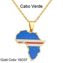 1 pieza Collares colgante de mapa de África Hip-Hop de 3CM, joyería de acero inoxidable de Argelia, Marruecos, Egipto, Túnez y - Multicolor - Ver 20