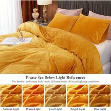 DIvellow Velvet Duvet Cover Queen Set Sage Green Comforter Cover 3Pcs Ultra Soft Cover Breathable Solid Luxury Flannel Velour Duvet Cover Zipper Closure Corner Tie - 金色 - 查看 4