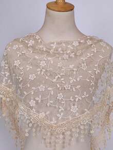 1 chiếc khăn choàng cổ tam giác thêu ren màu trơn cho nữ, khăn choàng đầu hoa hồng rỗng, khăn choàng voan tua rua đa năng, phong cách Bohemian phù hợp để mặc hàng ngày trong mọi mùa - khăn tam giác - Xem 21