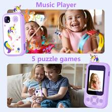 Kids Toy Smartphone, Gifts And Toys For Girls Boys Ages 6+ Years Old, 2.8" Fake Play Unicorn Toy Phone Music Dual Camera Games, Music Player, 32GB Card, Birthday - 紫色 - 查看 6