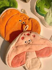 1pc Cute Vegetable Pattern Kitchen Towel, Coral Fleece 3-Layer Thick Quick-Dry Hand Towel With Hanging Loop, Super Absorbent Dish Cloth, Lightweight Super Soft Fiber Handkerchief, Non-Shedding, Suitable For Bathroom And Kitchen/Bathroom Drying/Bathroom Home - Multicolor - View 8